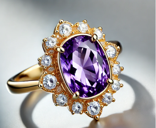 Ring mit afrikanischem Amethyst und Brillanten